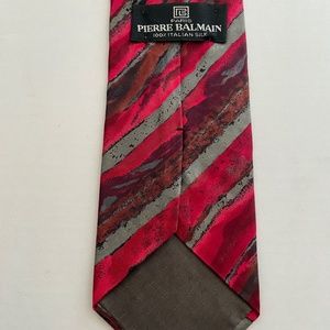 Pierre Balmain Vintage Italian Silk Tie Red Abstract